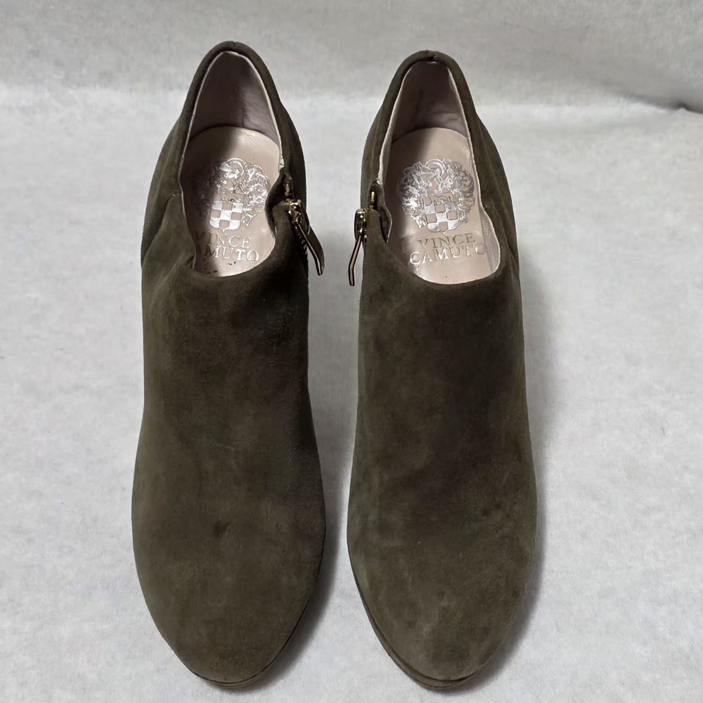 Vince Camuto Elvin Olive Green Suede Platform Booties - Size 6.5M / 36.5
